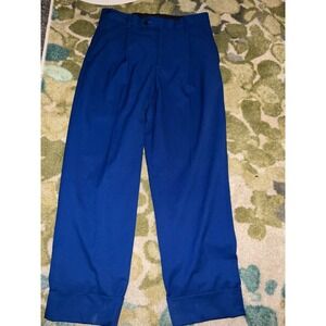 NWT ZARA Men's Pleated Straight Leg Cuffed Pants Cobalt Blue 29x27 Trousers
